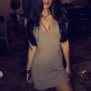 LF Beige Mini Sweater Dress